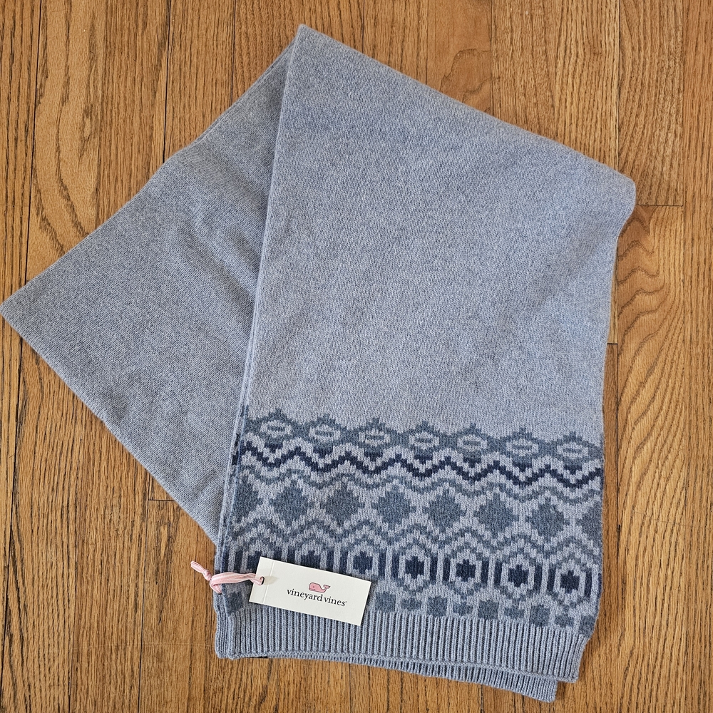 NWT! Vineyard Vines Patchwork Fair Isle Scarf 12 x 72 in OS